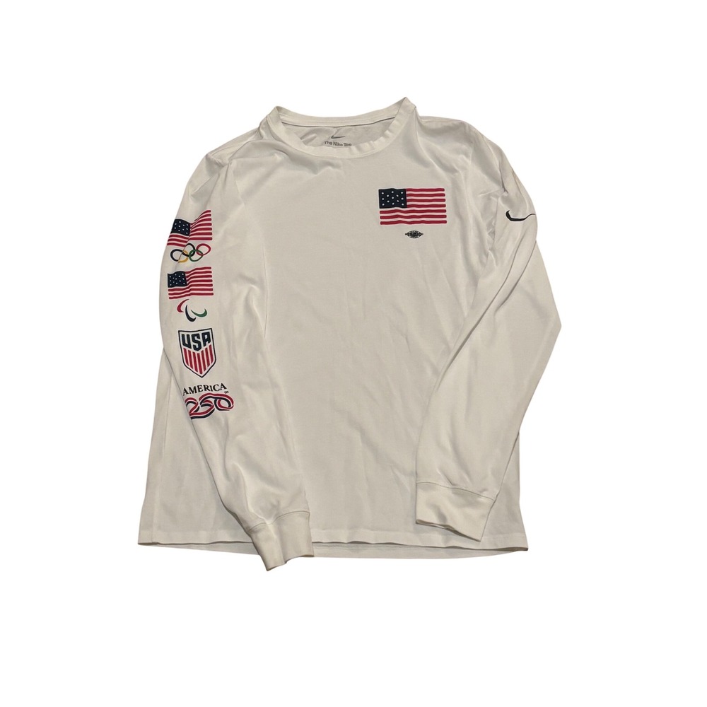Nike Dri-FIT Team USA Olympics America 250 White Long Sleeve Shirt Mens Medium